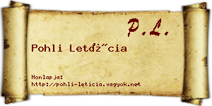 Pohli Letícia névjegykártya